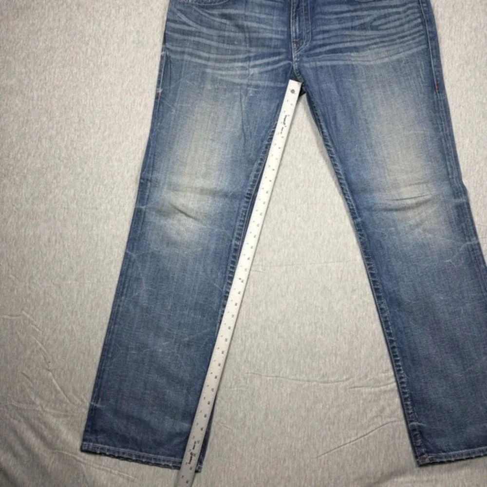 True Religion‎ Mens Straight Leg Jeans Medium Wash Red Rope Stitch Size 40